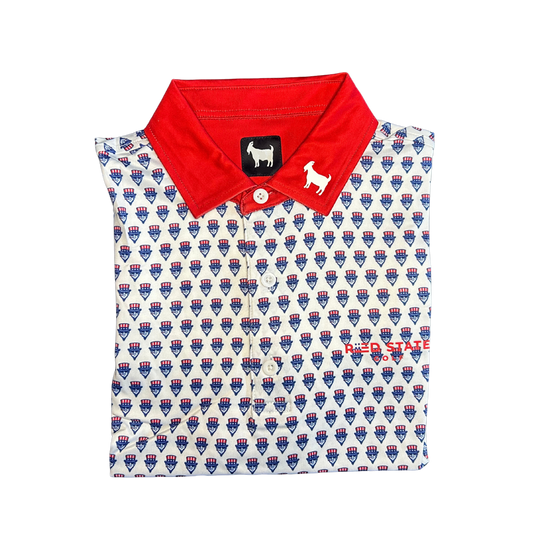 THE SWINGIN SAMMY WHITE RED COLLAR POLO