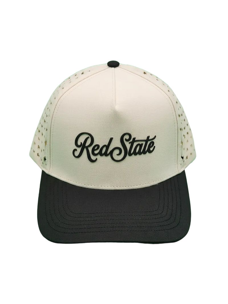 Red State Tan/Black Script Hat