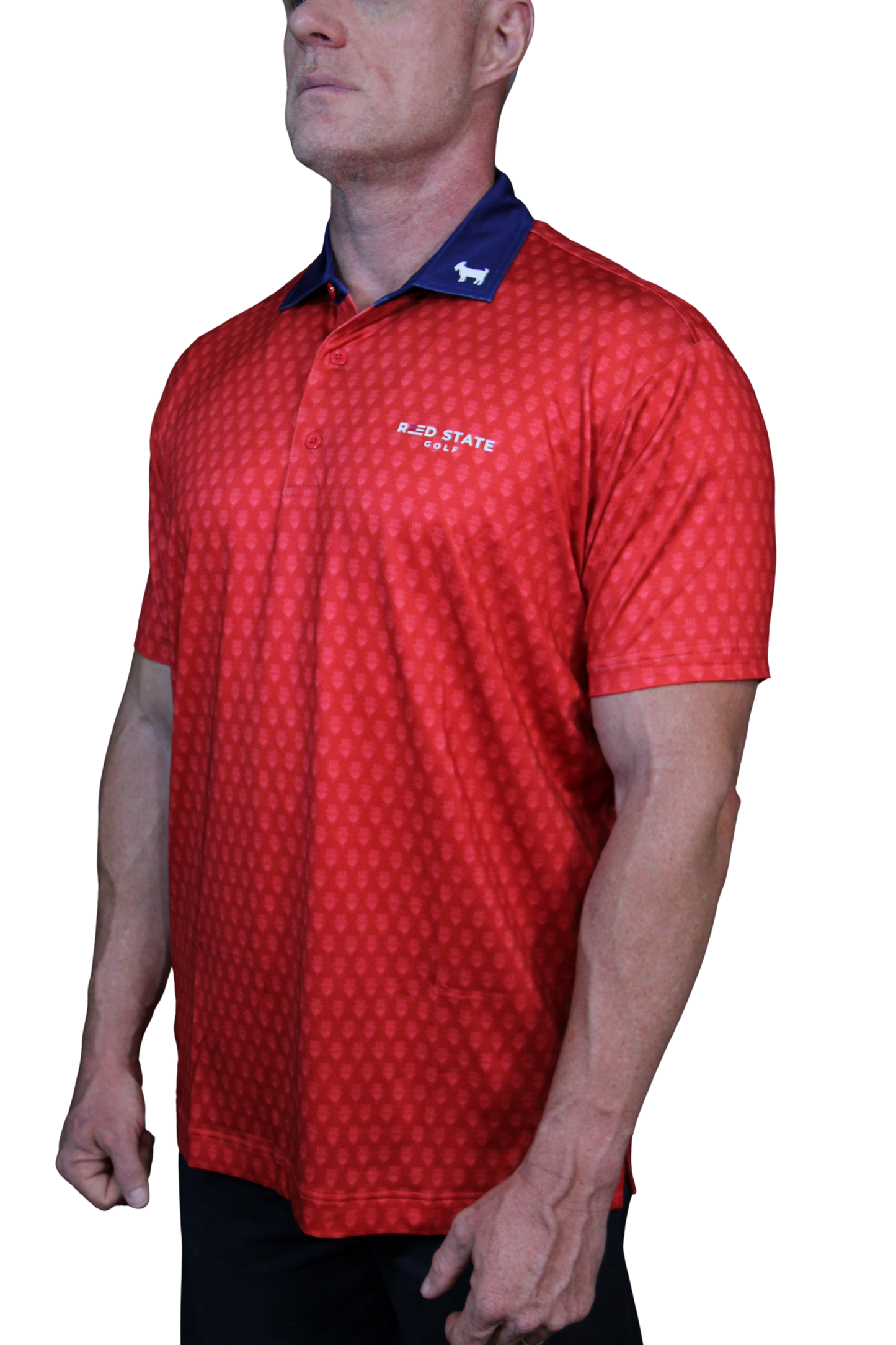 THE SWINGIN SAMMY RED BLUE COLLAR POLO