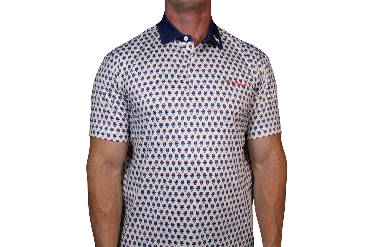 THE SWINGIN SAMMY WHITE BLUE COLLAR POLO