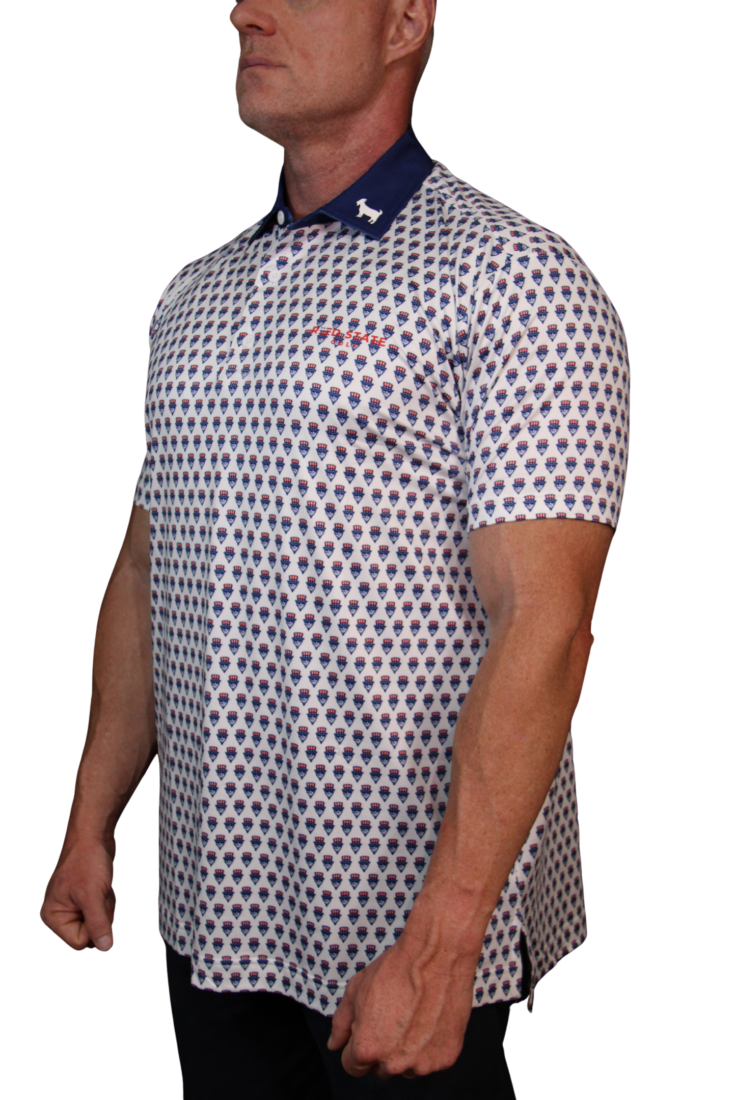 THE SWINGIN SAMMY WHITE BLUE COLLAR POLO