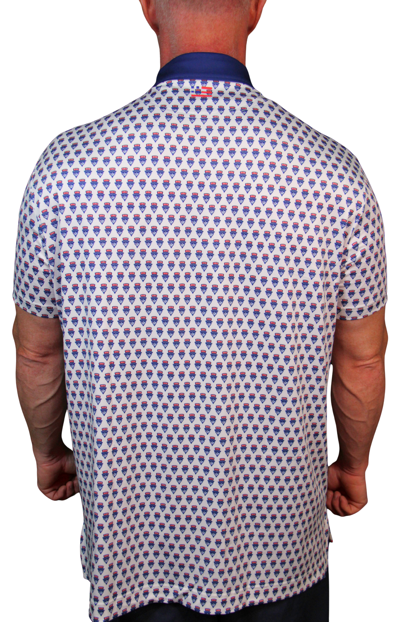 THE SWINGIN SAMMY WHITE BLUE COLLAR POLO