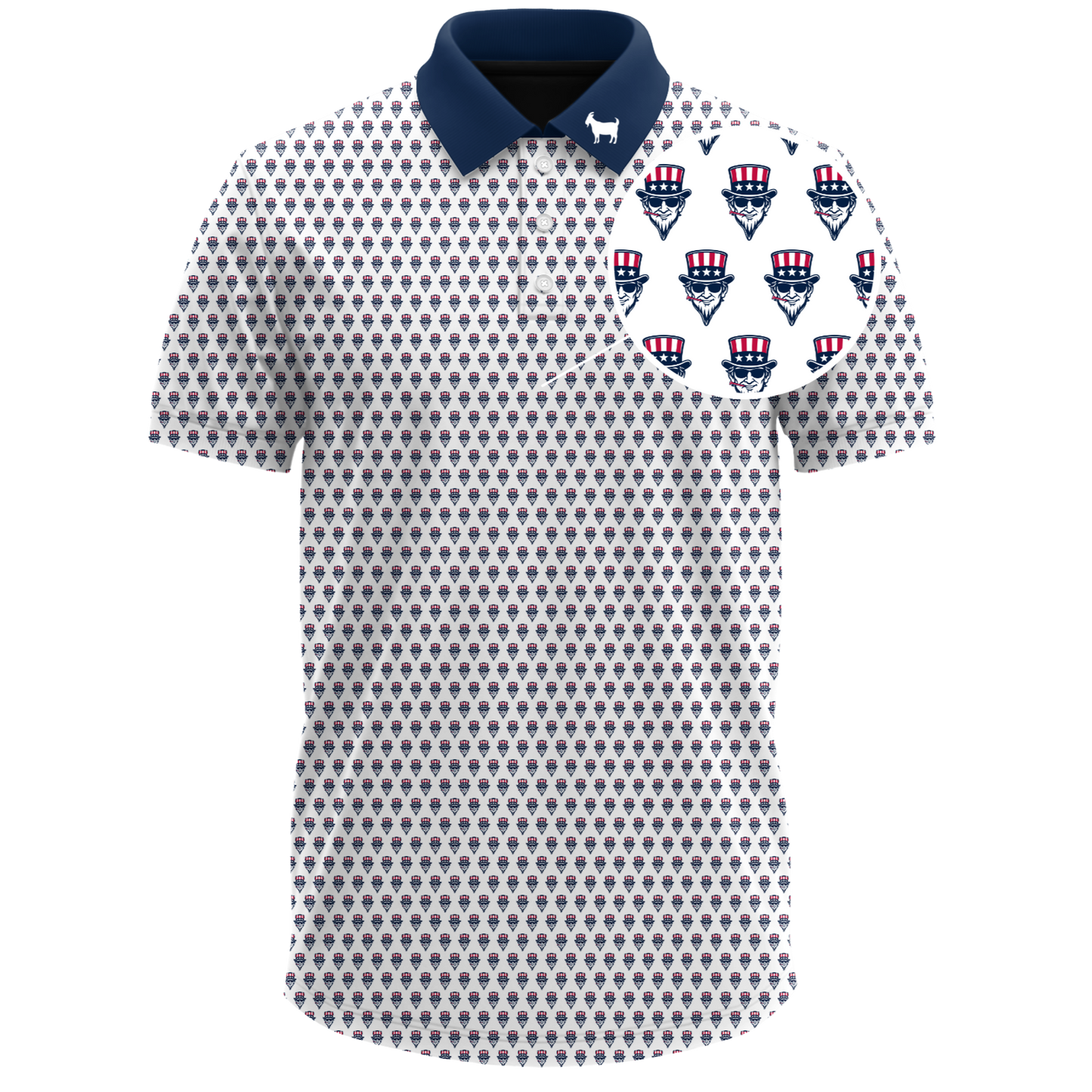 THE SWINGIN SAMMY WHITE BLUE COLLAR POLO