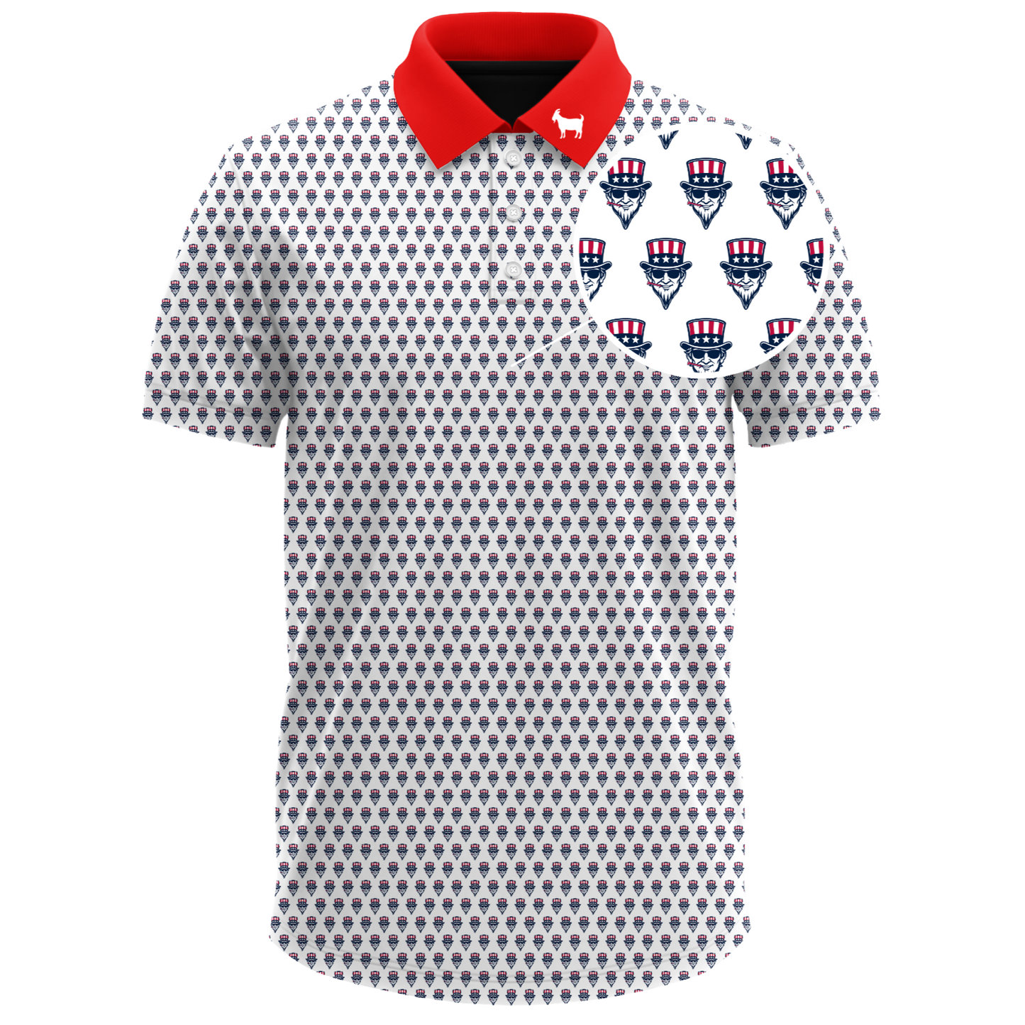 THE SWINGIN SAMMY WHITE RED COLLAR POLO