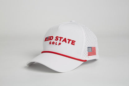 RED STATE GOLF HAT - WHITE