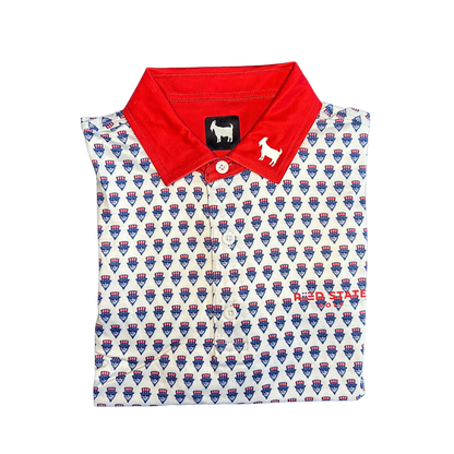 THE SWINGIN SAMMY WHITE RED COLLAR POLO
