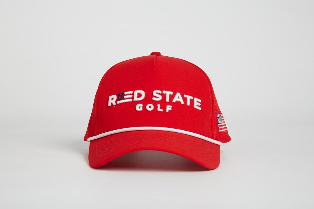 RED STATE GOLF HAT - RED