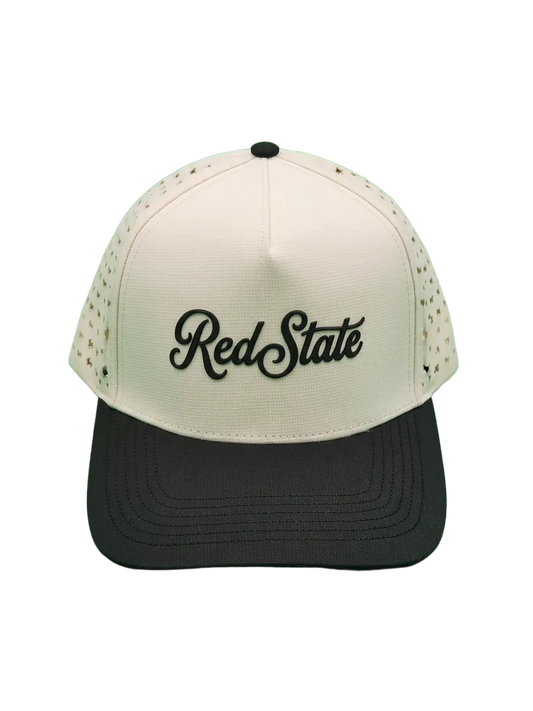 Red State Tan/Black Script Hat