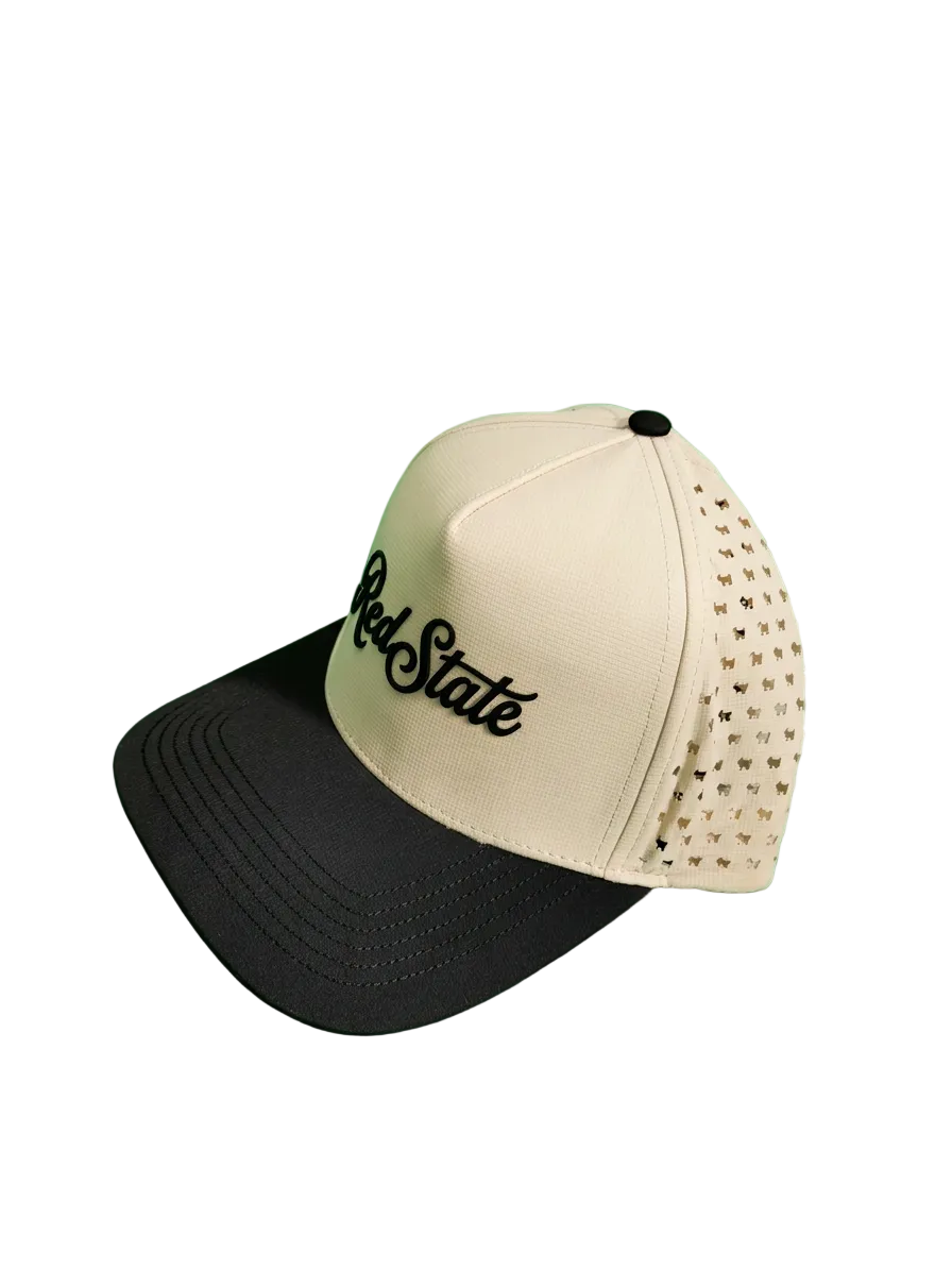 Red State Tan/Black Script Hat