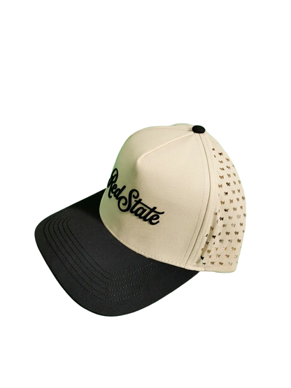 Red State Tan/Black Script Hat