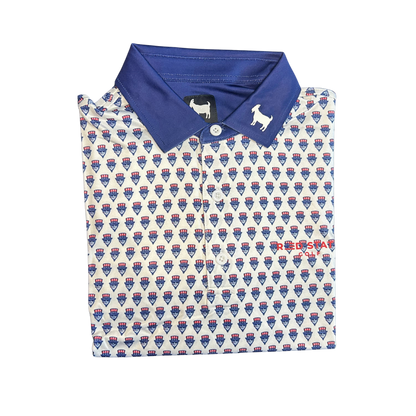 THE SWINGIN SAMMY WHITE BLUE COLLAR POLO