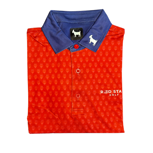 THE SWINGIN SAMMY RED BLUE COLLAR POLO