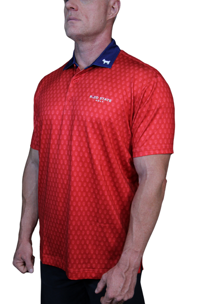 THE SWINGIN SAMMY RED BLUE COLLAR POLO