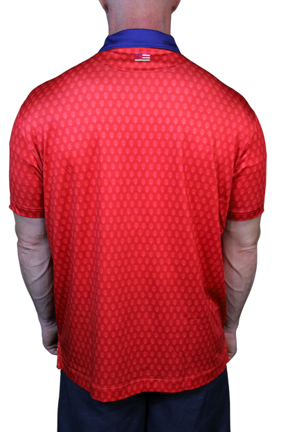 THE SWINGIN SAMMY RED BLUE COLLAR POLO
