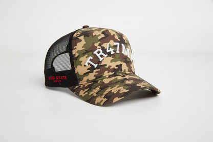 THE TR47MP CAMO TRUCKER GOLF HAT