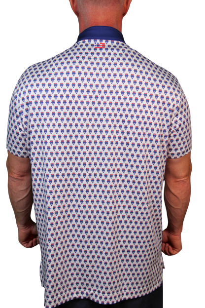 THE SWINGIN SAMMY WHITE BLUE COLLAR POLO