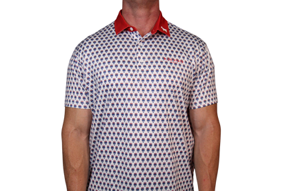 THE SWINGIN SAMMY WHITE RED COLLAR POLO