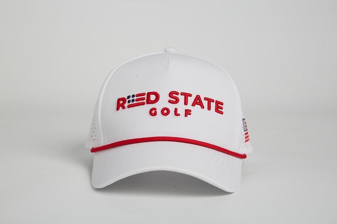 RED STATE GOLF HAT - WHITE