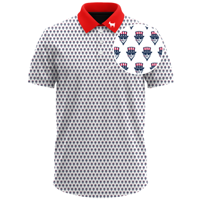 THE SWINGIN SAMMY WHITE RED COLLAR POLO