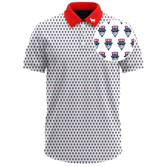 THE SWINGIN SAMMY WHITE RED COLLAR POLO