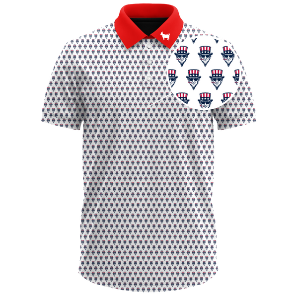 THE SWINGIN SAMMY WHITE RED COLLAR POLO