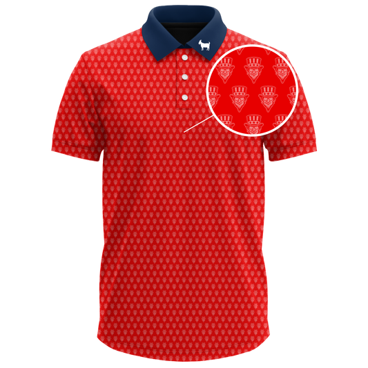 THE SWINGIN SAMMY RED BLUE COLLAR POLO
